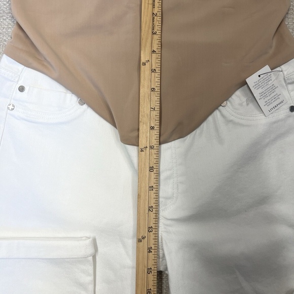 Liverpool Maternity Jeans 8 White Crop Over Belly Straight Rolled Leg Stretch - Picture 7 of 16